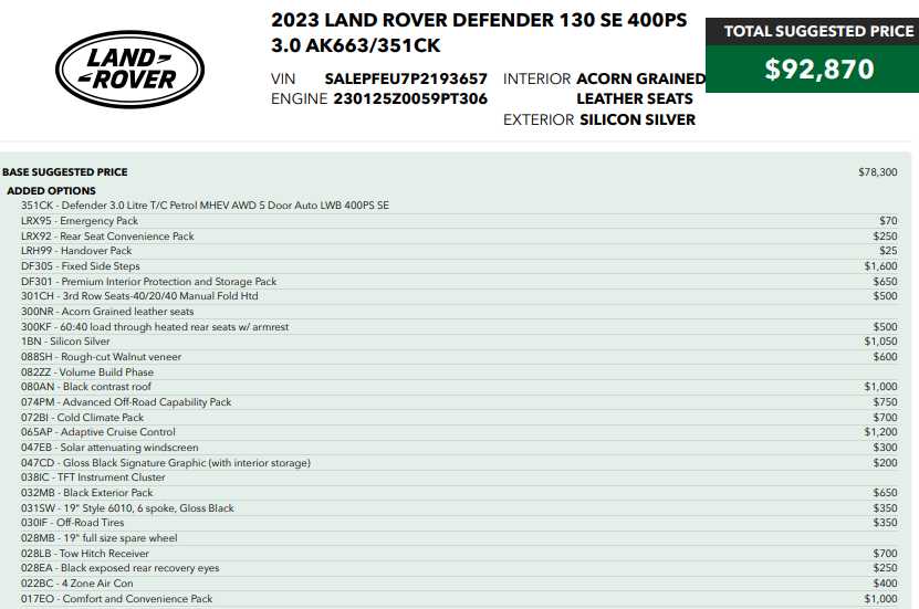 used 2023 Land Rover Defender car, priced at $49,987