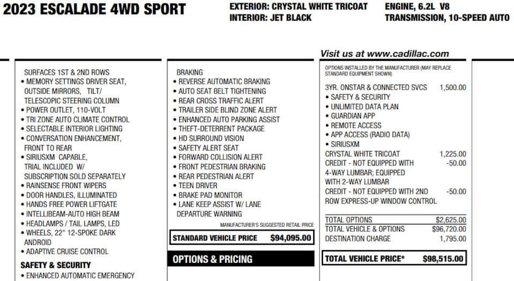 Certified 2023 CADILLAC Escalade Sport SUV