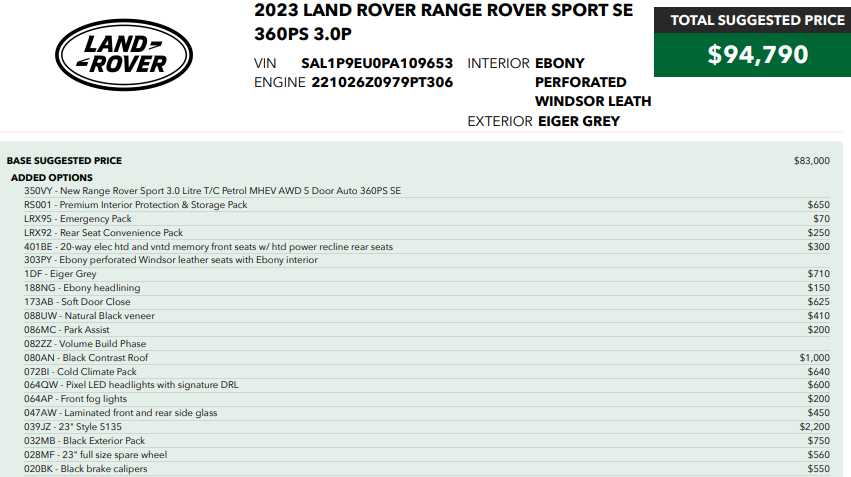 used 2023 Land Rover Range Rover Sport car, priced at $53,987