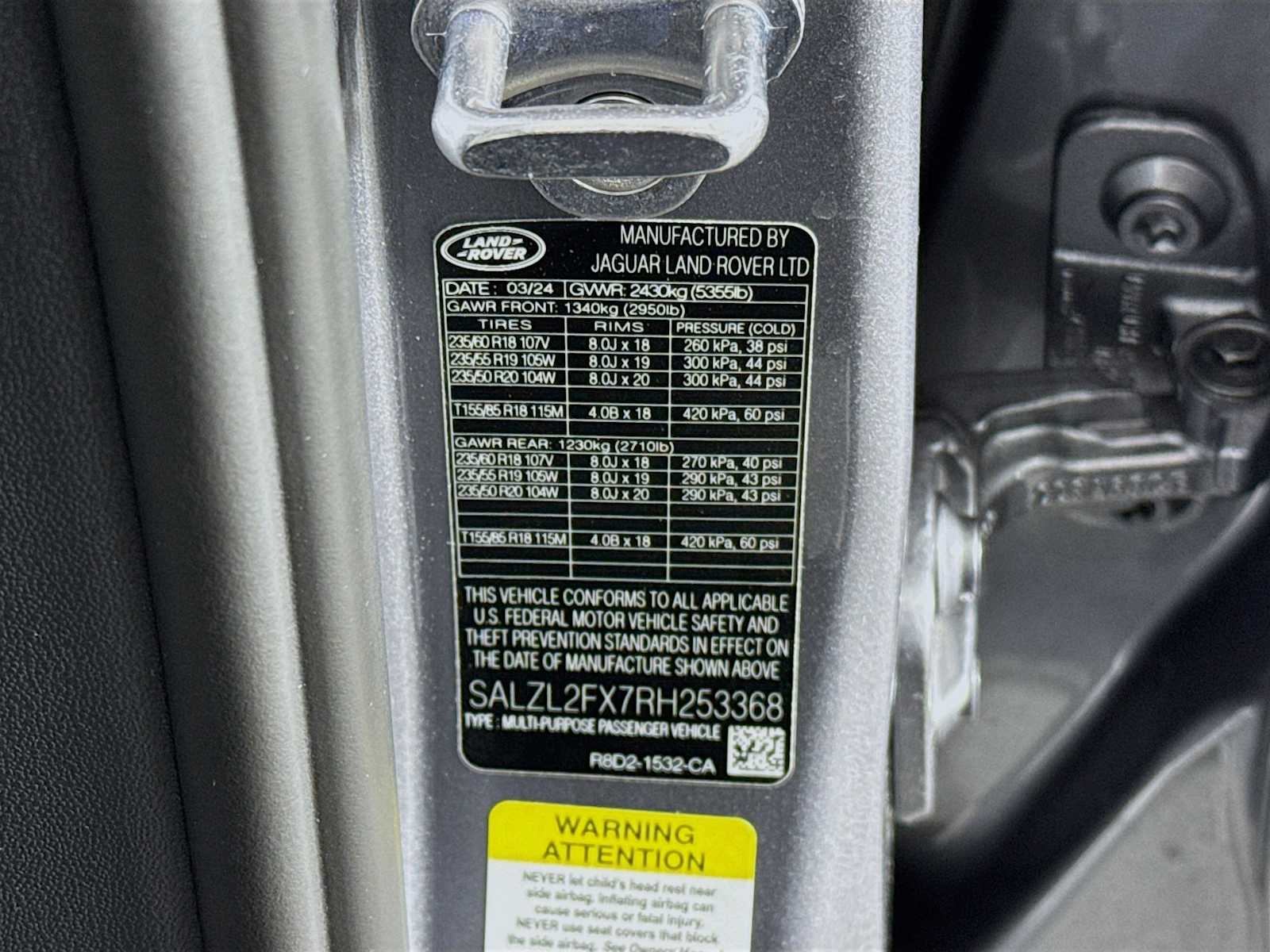 used 2024 Land Rover Range Rover Evoque car, priced at $39,187