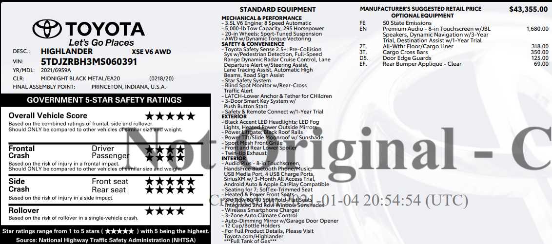 used 2021 Toyota Highlander car, priced at $36,997