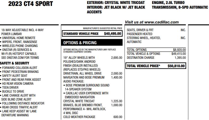 used 2023 Cadillac CT4 car, priced at $33,387
