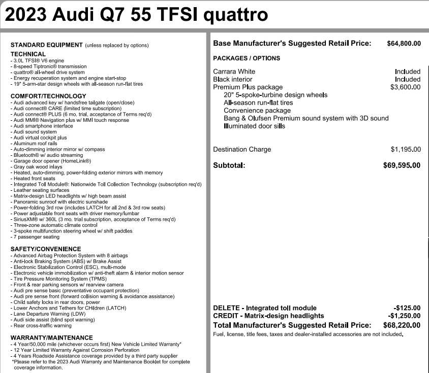 used 2023 Audi Q7 car, priced at $38,387