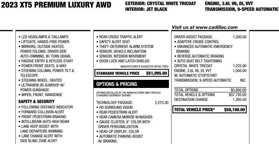 used 2023 Cadillac XT5 car, priced at $35,387