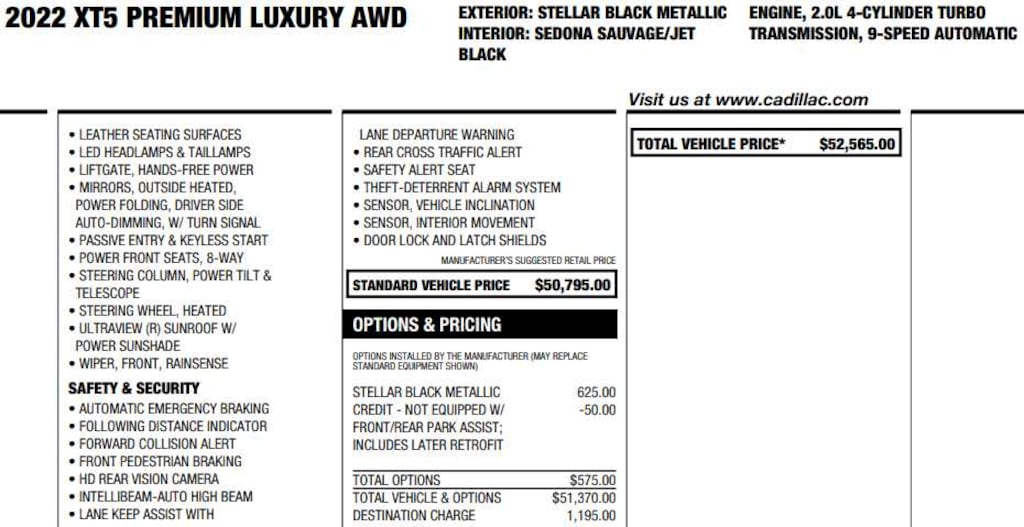 Used 2022 CADILLAC XT5 Premium Luxury SUV