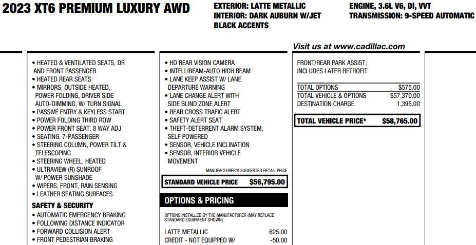 used 2023 Cadillac XT6 car, priced at $38,187