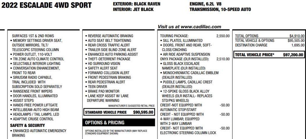 Used 2022 CADILLAC Escalade Sport SUV