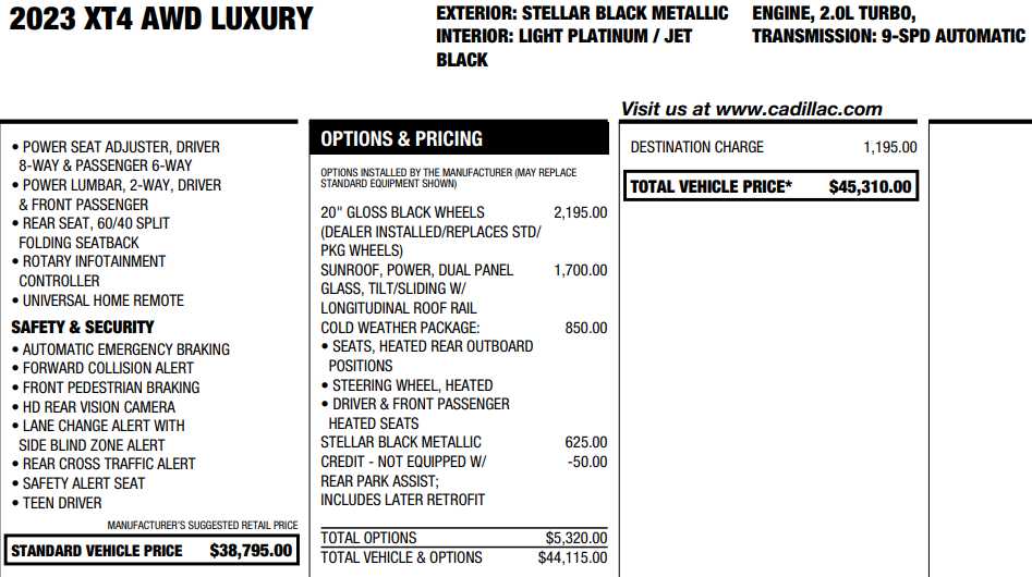 used 2023 Cadillac XT4 car, priced at $26,497