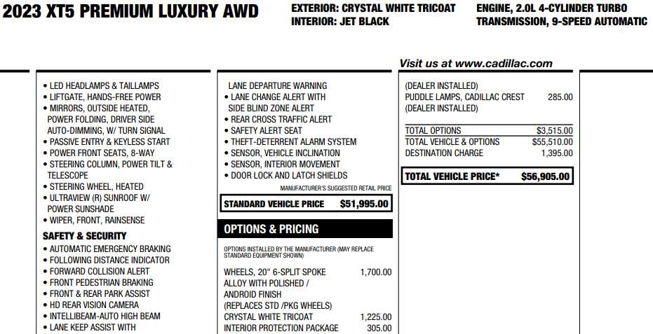 used 2023 Cadillac XT5 car, priced at $30,187