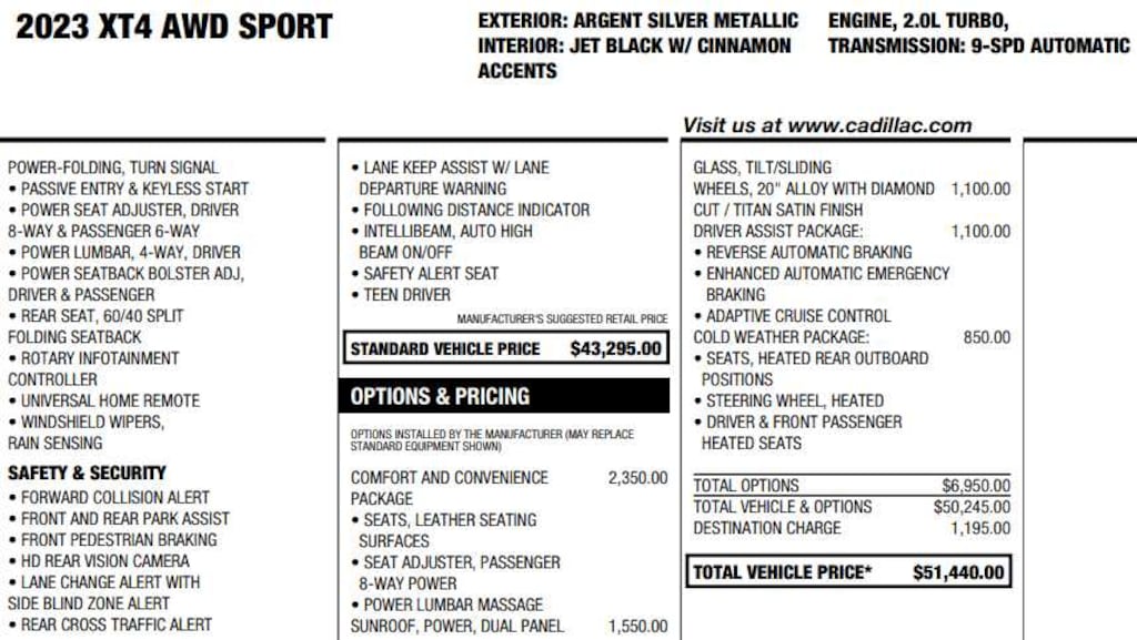 Used 2023 CADILLAC XT4 Sport SUV