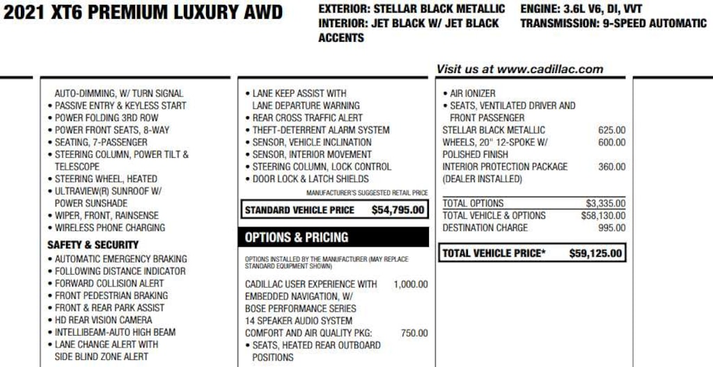 Certified 2021 CADILLAC XT6 Premium Luxury SUV