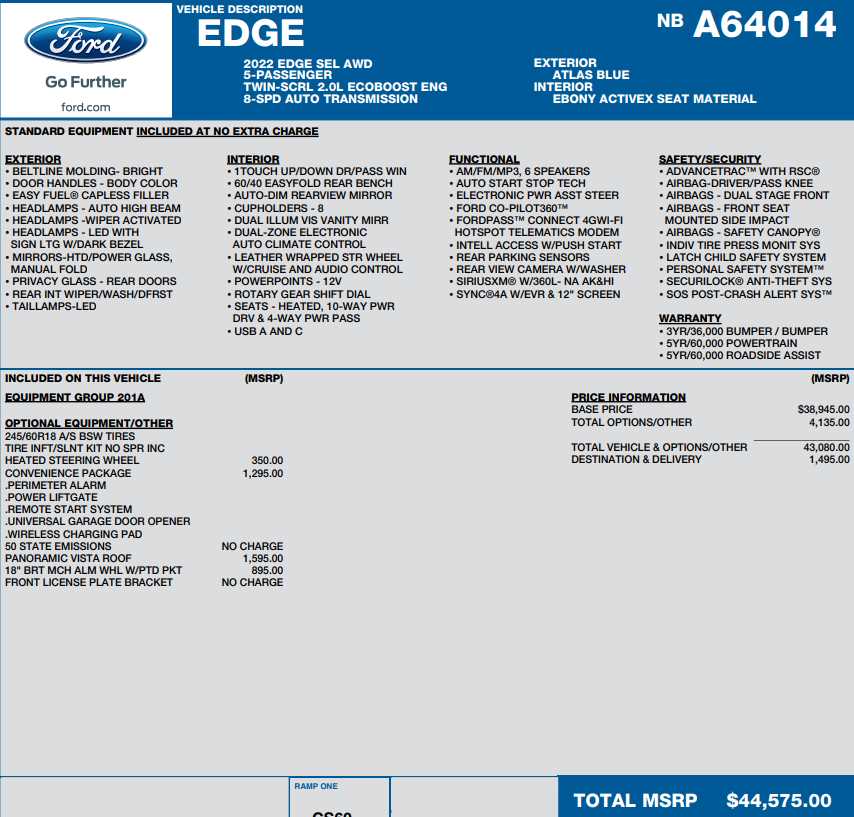 used 2022 Ford Edge car, priced at $27,387