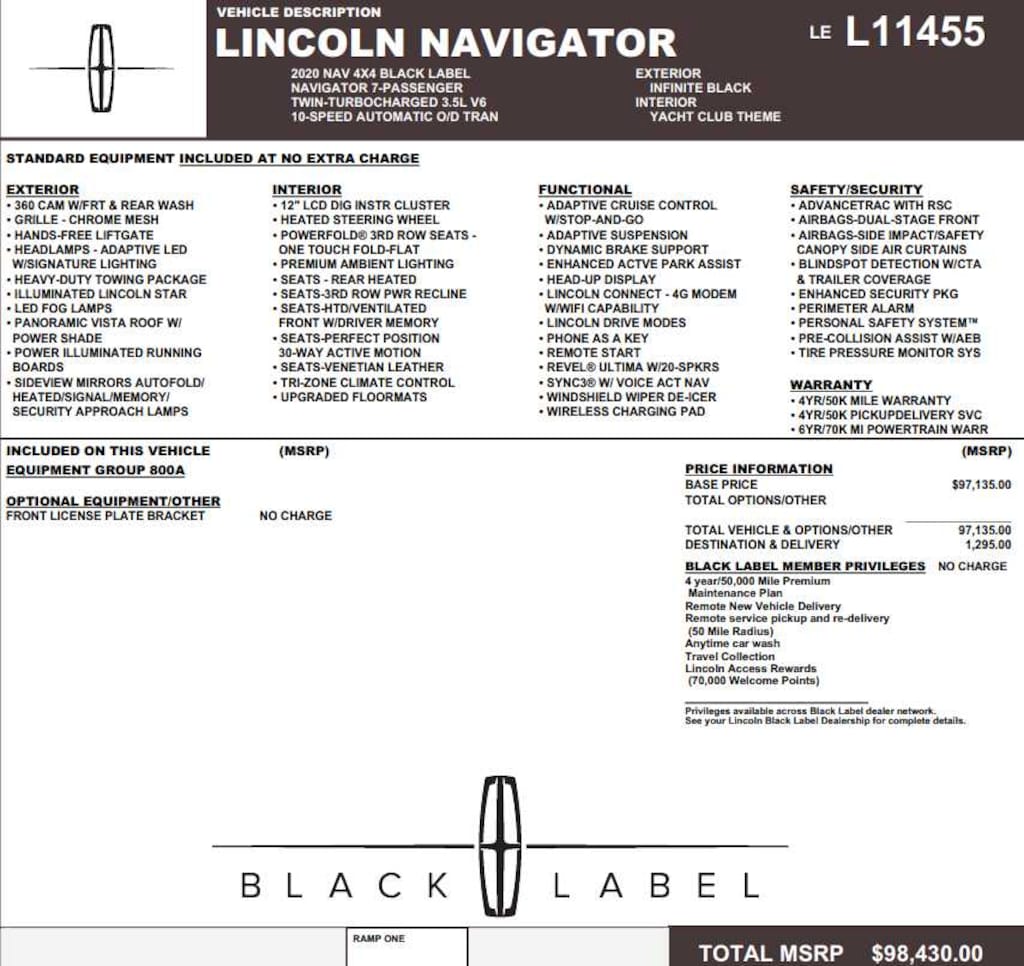 Used 2020 Lincoln Navigator Black Label