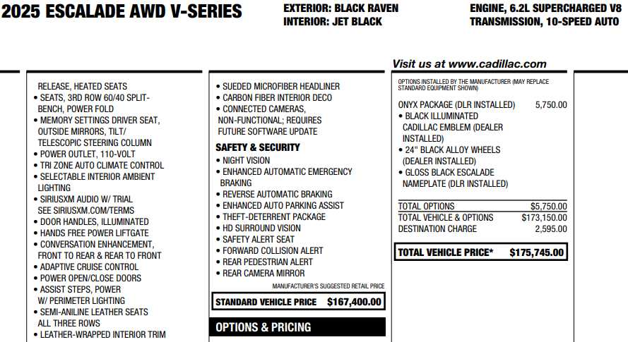 used 2025 Cadillac Escalade car, priced at $178,987