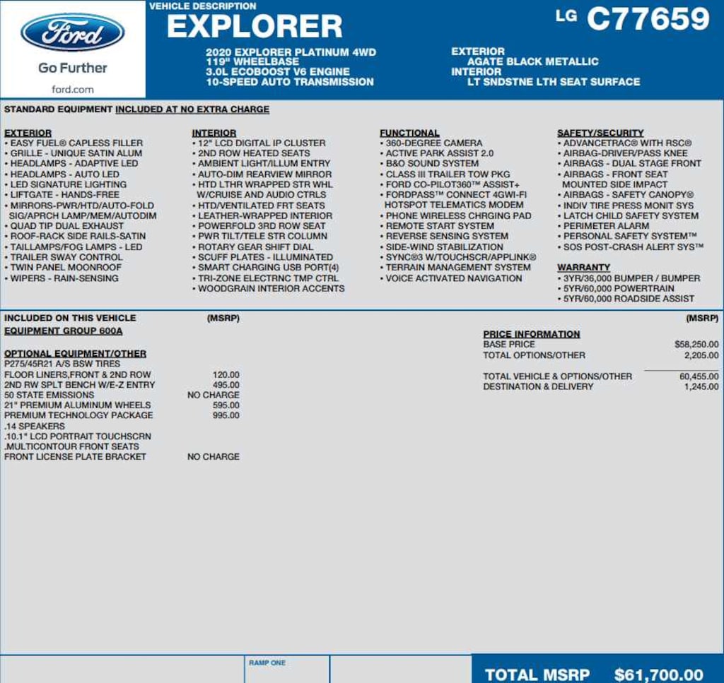 Used 2020 Ford Explorer Platinum SUV