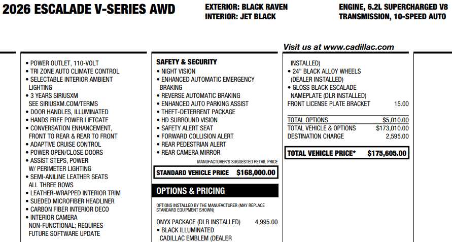 used 2026 Cadillac Escalade car, priced at $179,387