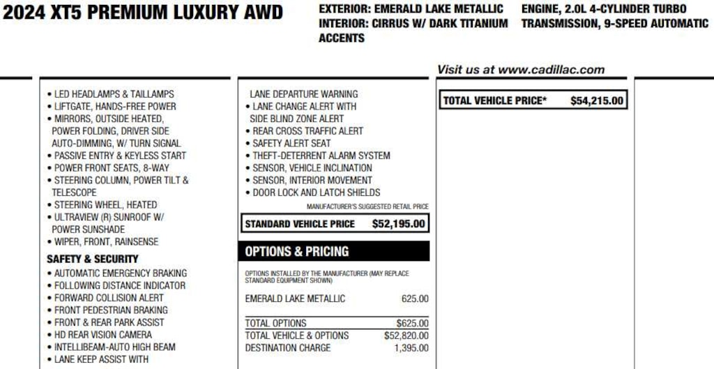 Used 2024 CADILLAC XT5 Premium Luxury SUV