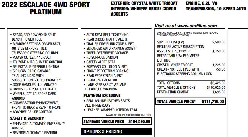 used 2022 Cadillac Escalade car, priced at $74,987