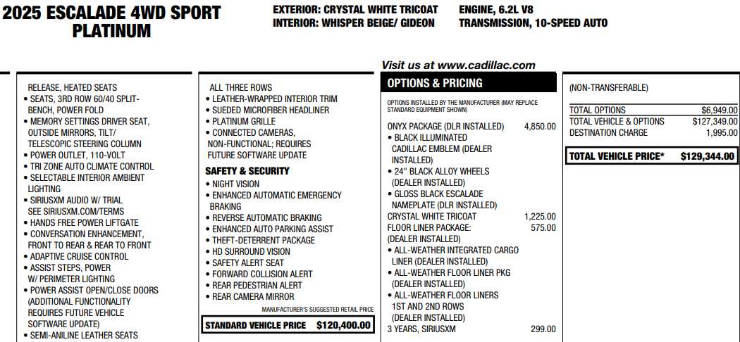 used 2025 Cadillac Escalade car, priced at $118,387