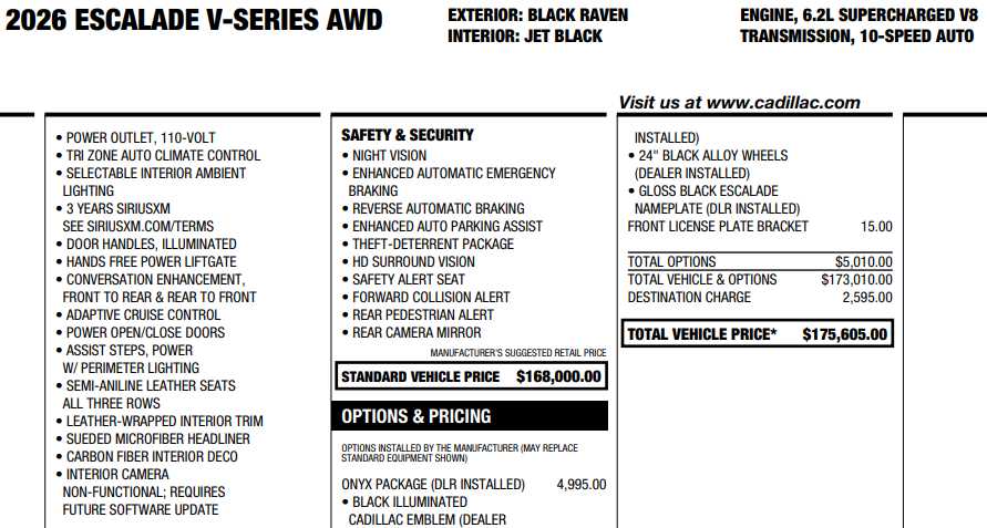 used 2026 Cadillac Escalade car, priced at $185,497