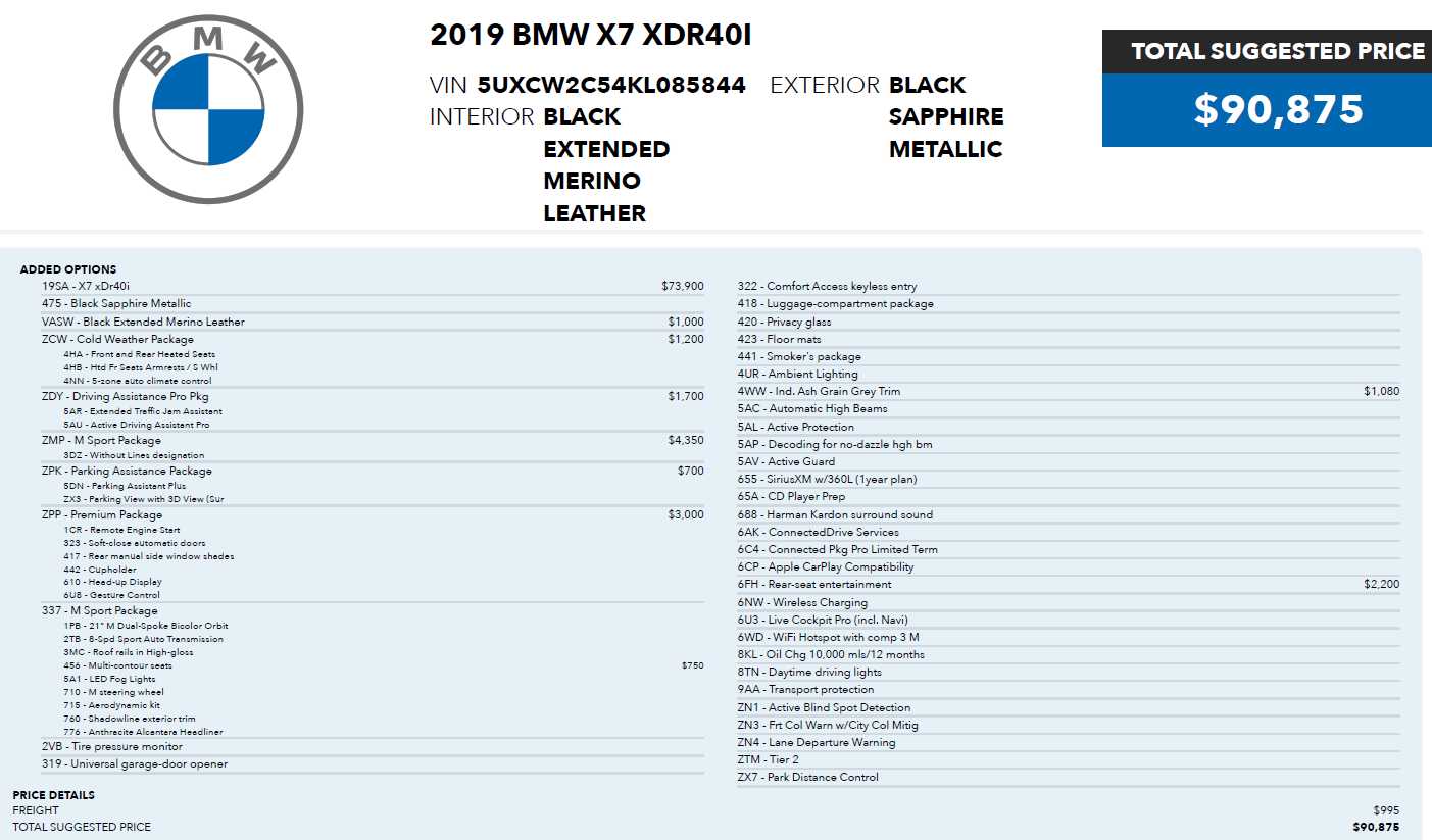 used 2019 BMW X7 car, priced at $31,497