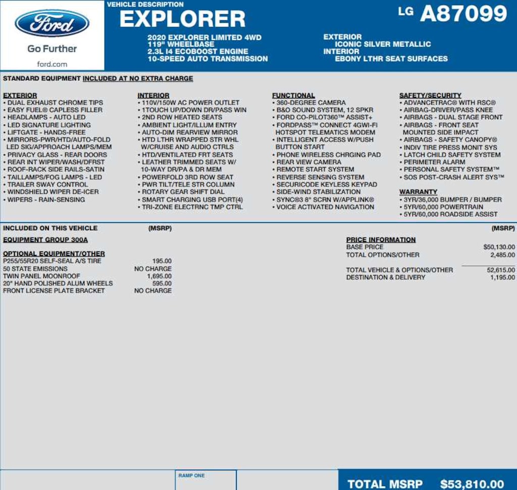 Used 2020 Ford Explorer Limited SUV