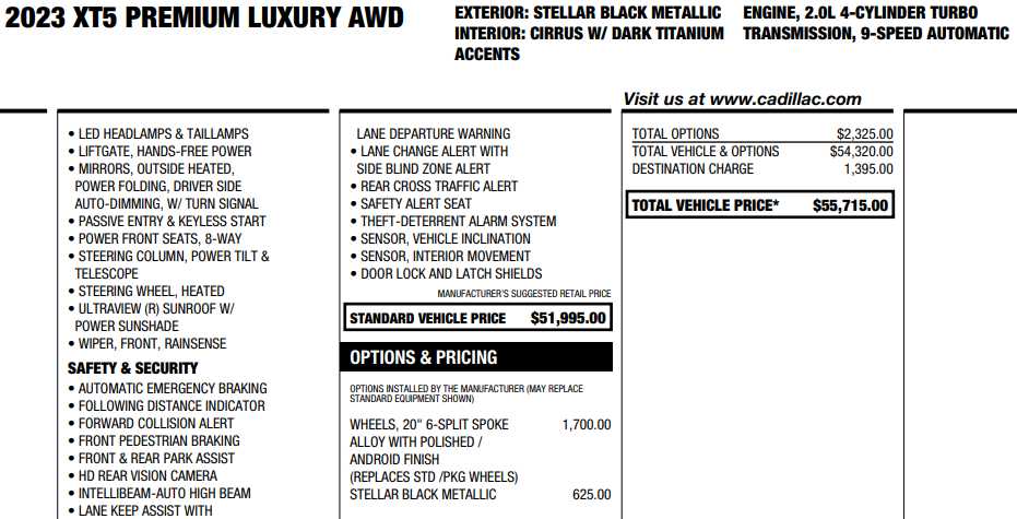 used 2023 Cadillac XT5 car, priced at $34,387