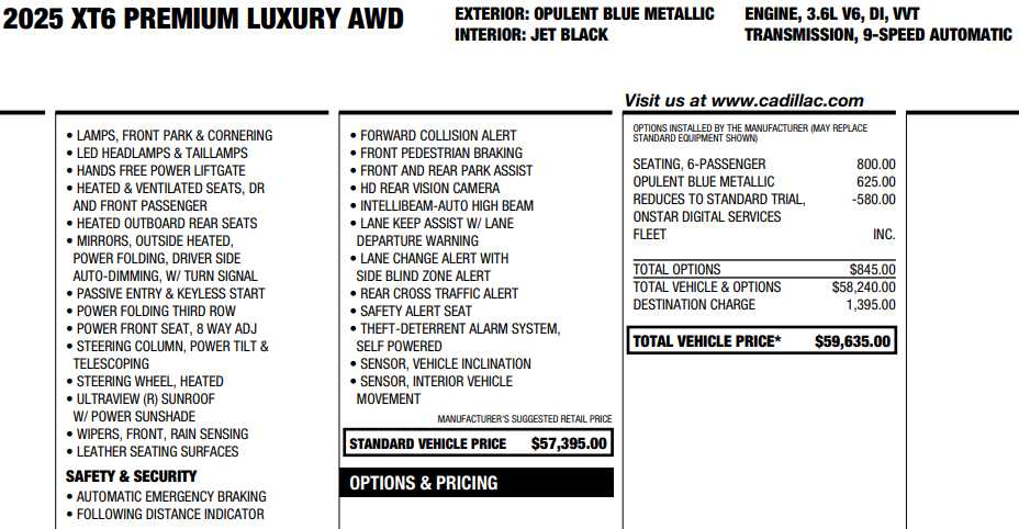 used 2025 Cadillac XT6 car, priced at $42,987