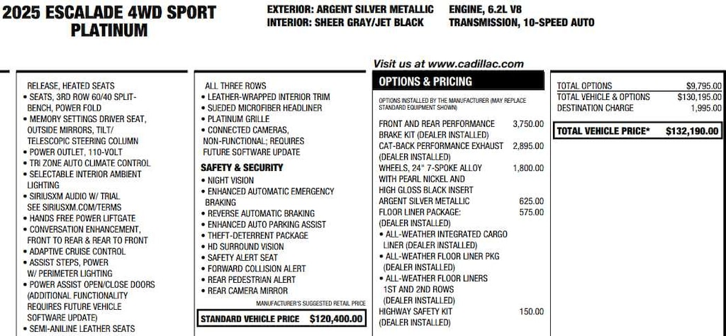 Used 2025 CADILLAC Escalade Sport Platinum SUV
