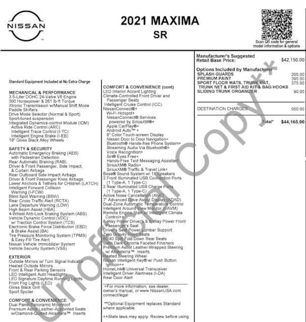 Used 2021 Nissan Maxima SR