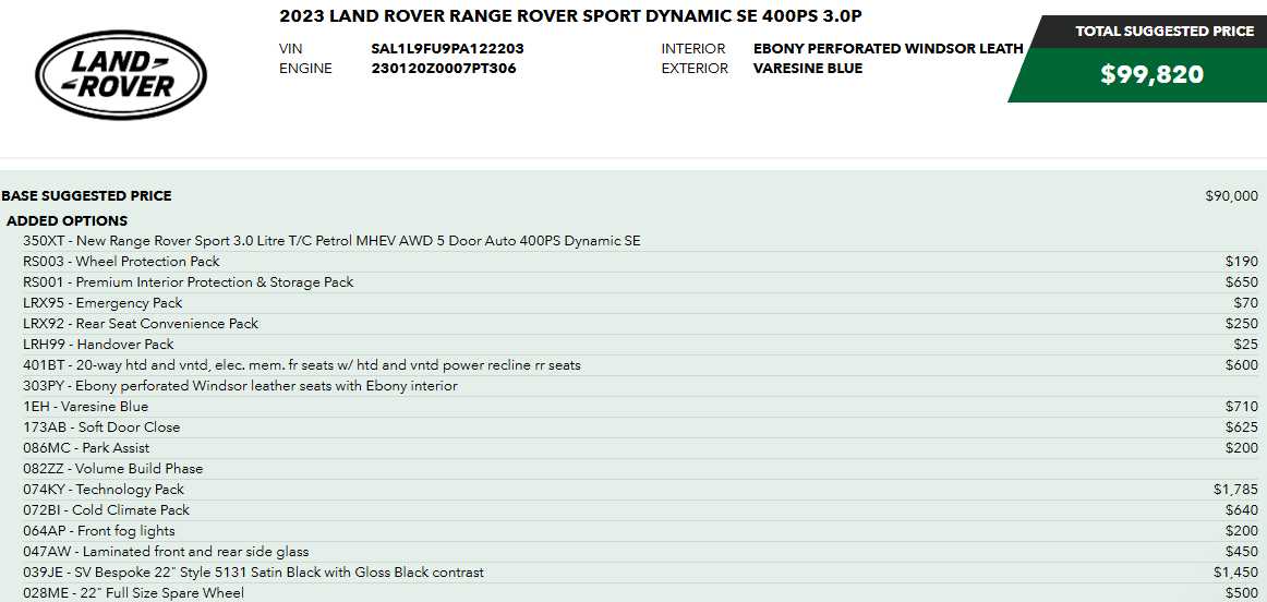 used 2023 Land Rover Range Rover Sport car, priced at $58,387