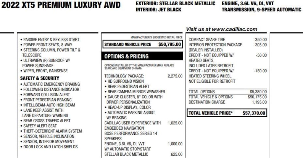Used 2022 CADILLAC XT5 Premium Luxury SUV