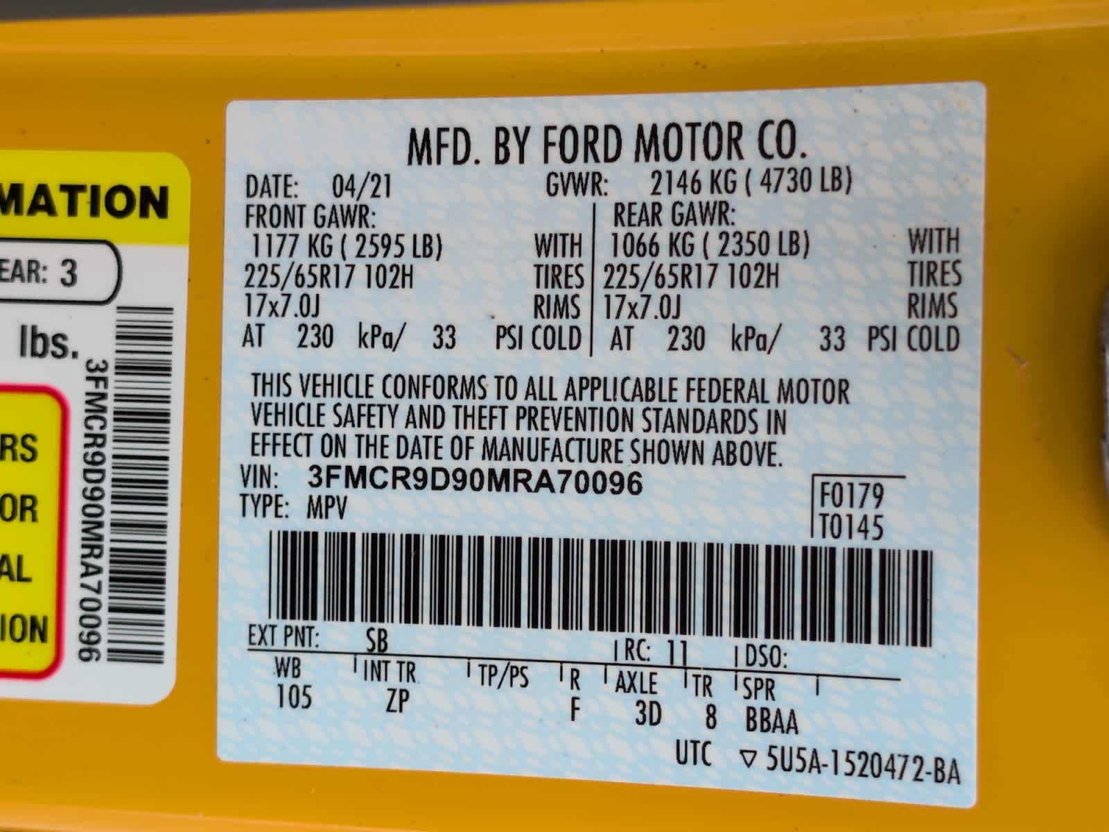 used 2021 Ford Bronco Sport car, priced at $26,097