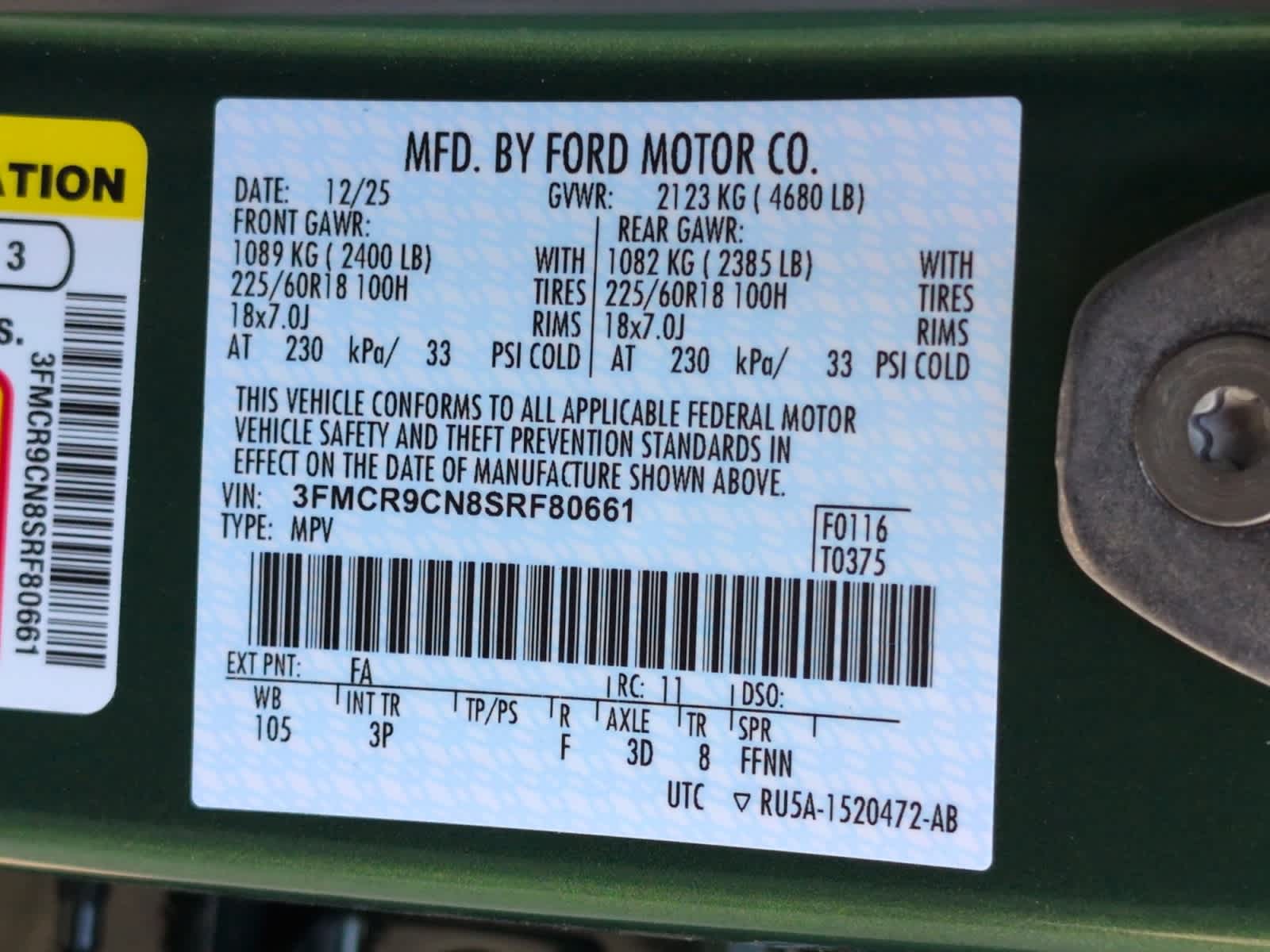 new 2025 Ford Bronco Sport car, priced at $41,104