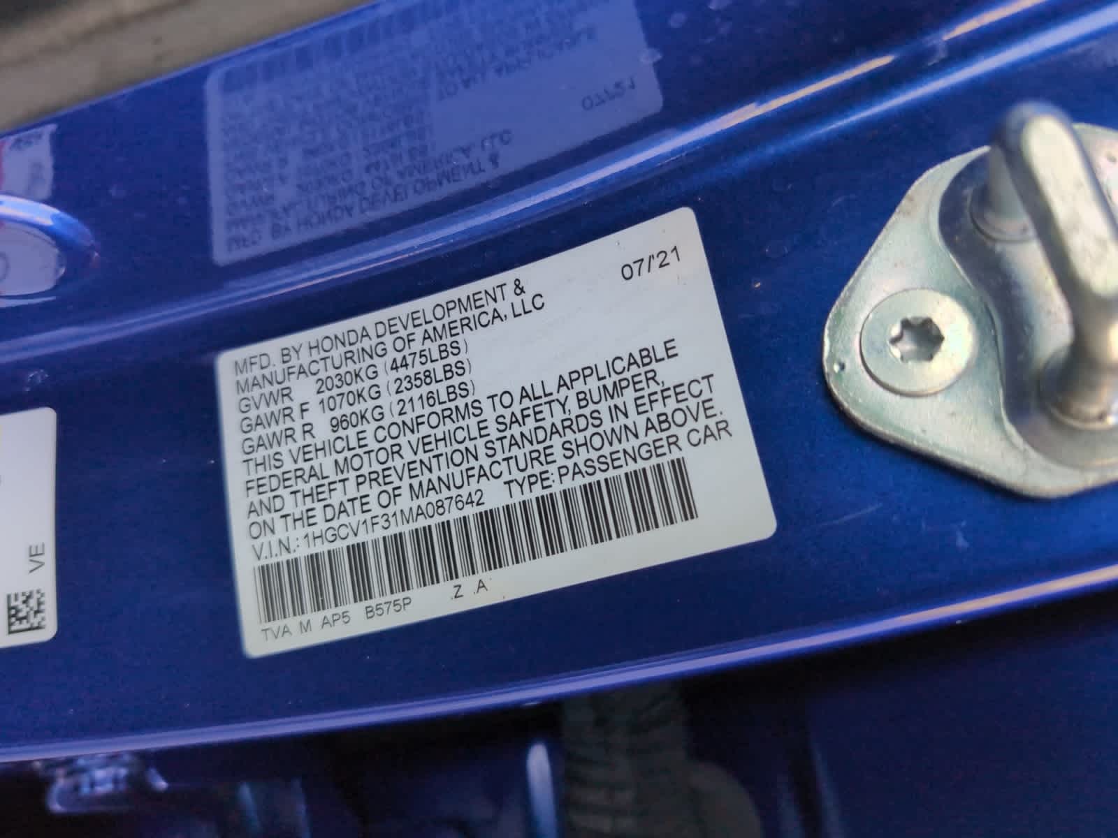 used 2021 Honda Accord car, priced at $22,887