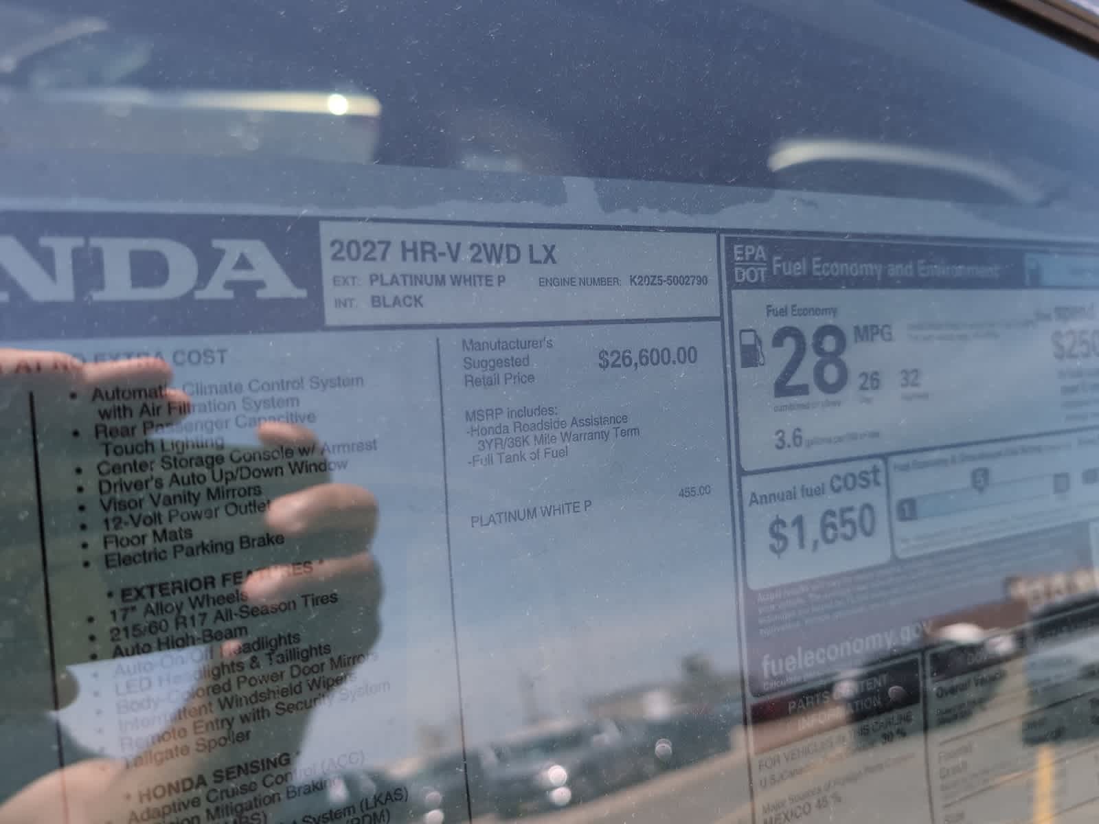 new 2027 Honda HR-V car, priced at $28,505