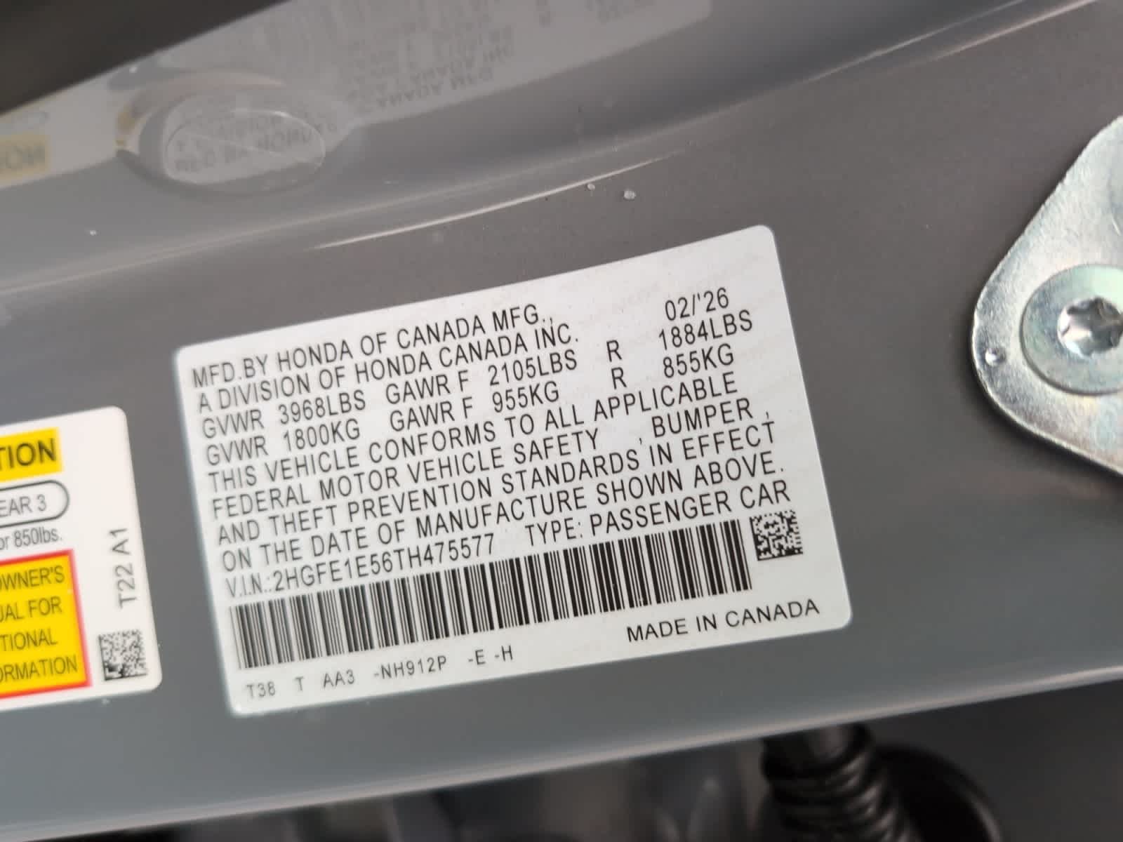 new 2026 Honda Civic Si car, priced at $33,145