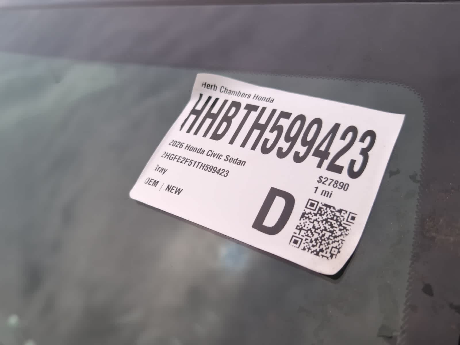 new 2026 Honda Civic car, priced at $27,890