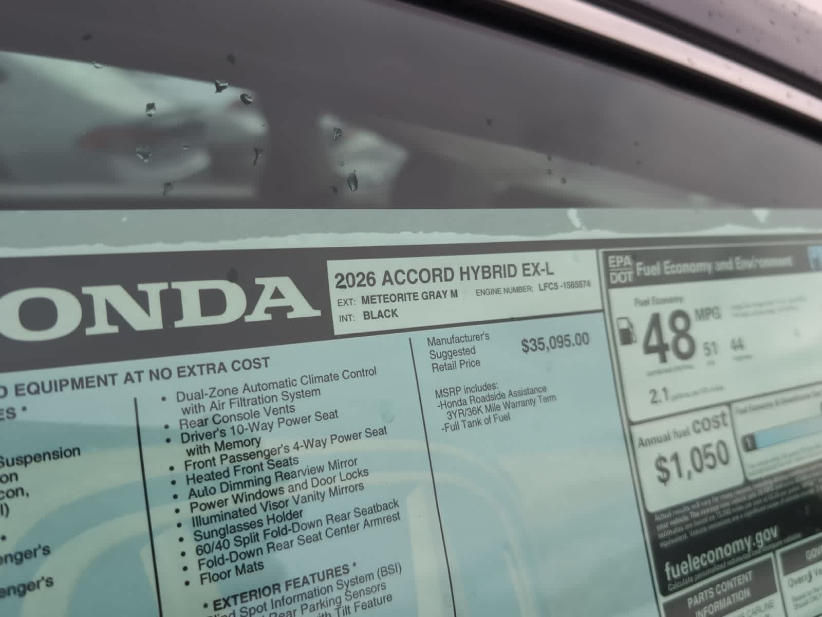 new 2026 Honda Accord Hybrid car, priced at $36,290