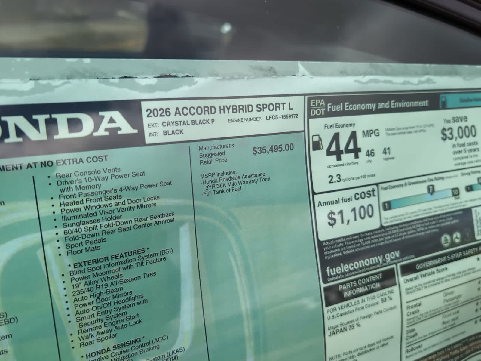 new 2026 Honda Accord Hybrid car, priced at $36,690