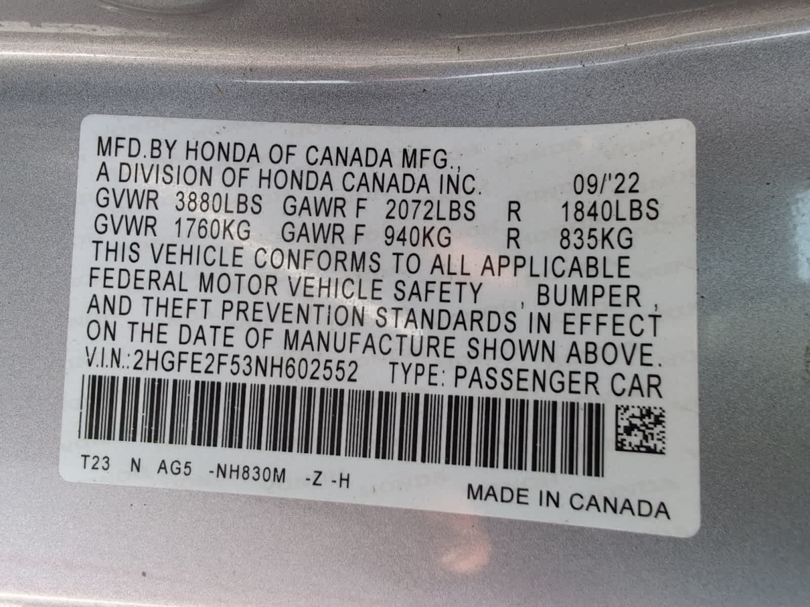 used 2022 Honda Civic car, priced at $23,858