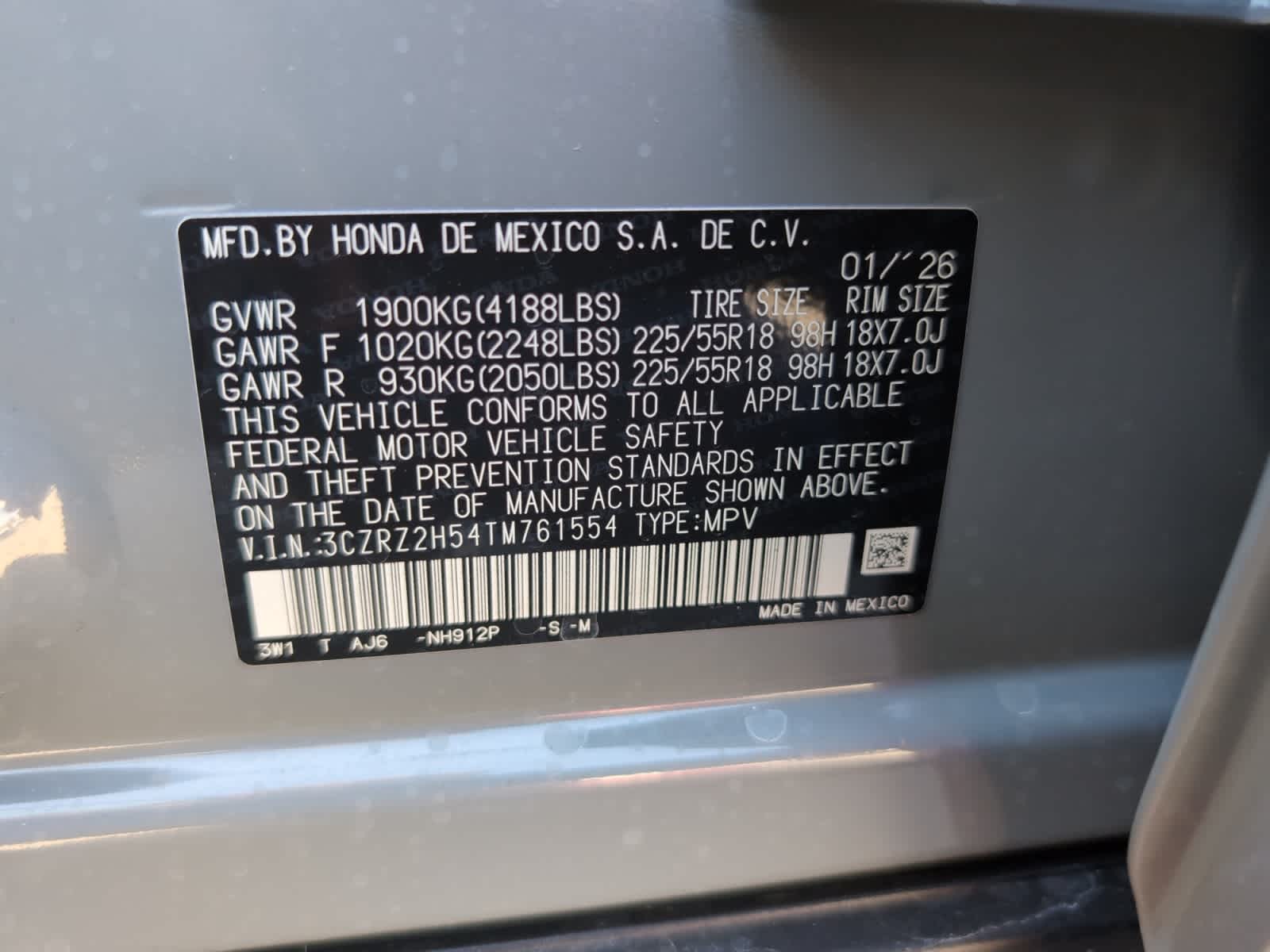 new 2026 Honda HR-V car, priced at $31,705