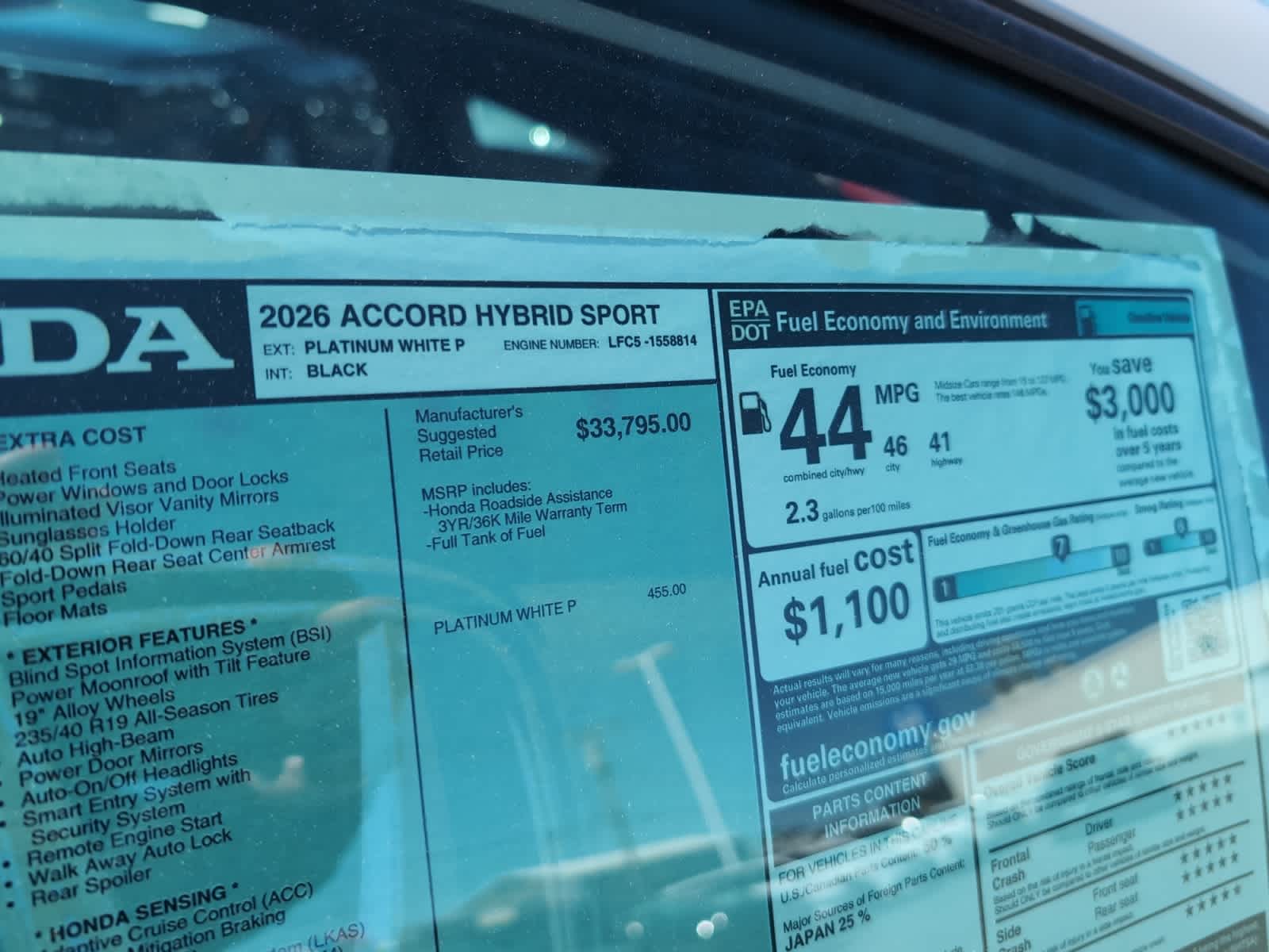 new 2026 Honda Accord Hybrid car, priced at $35,445