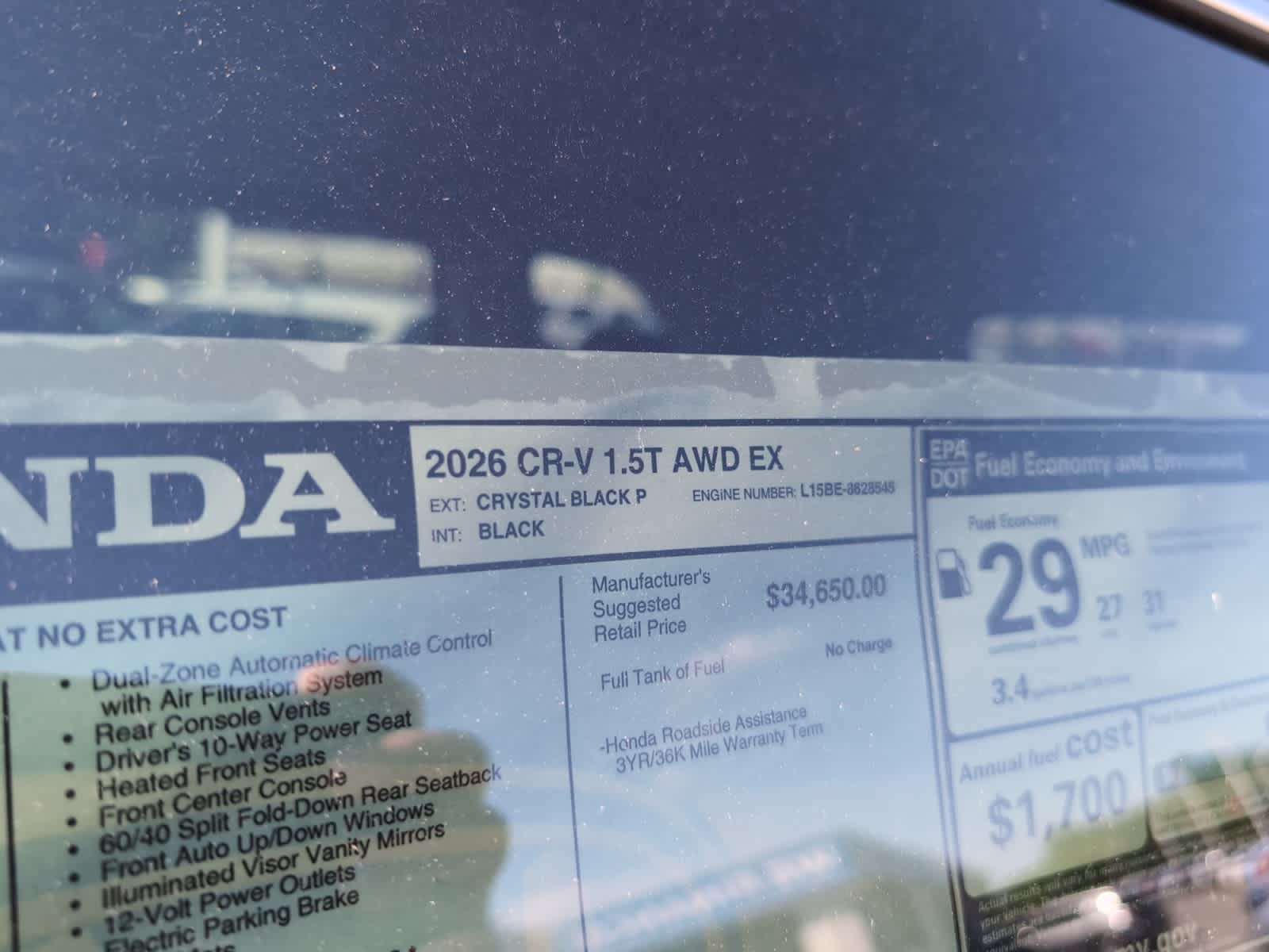 new 2026 Honda CR-V car, priced at $36,100