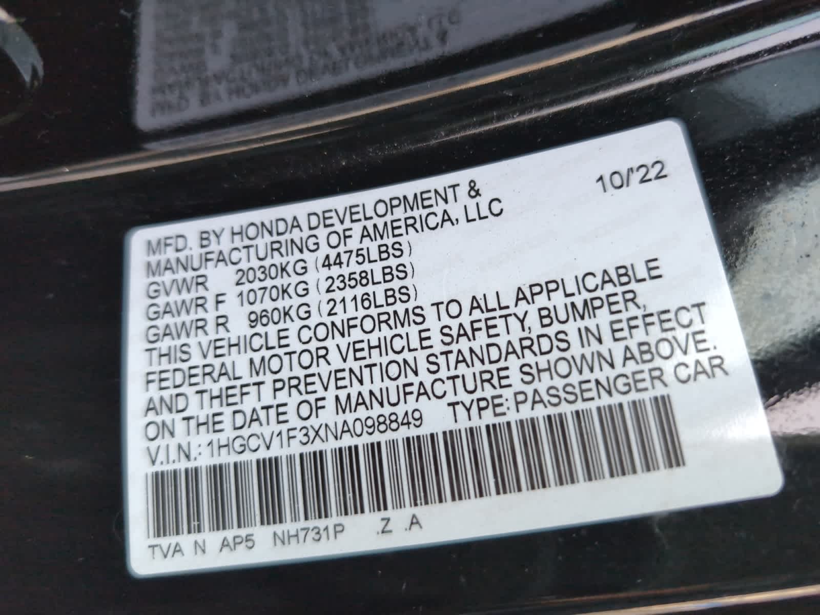 used 2022 Honda Accord car, priced at $25,648