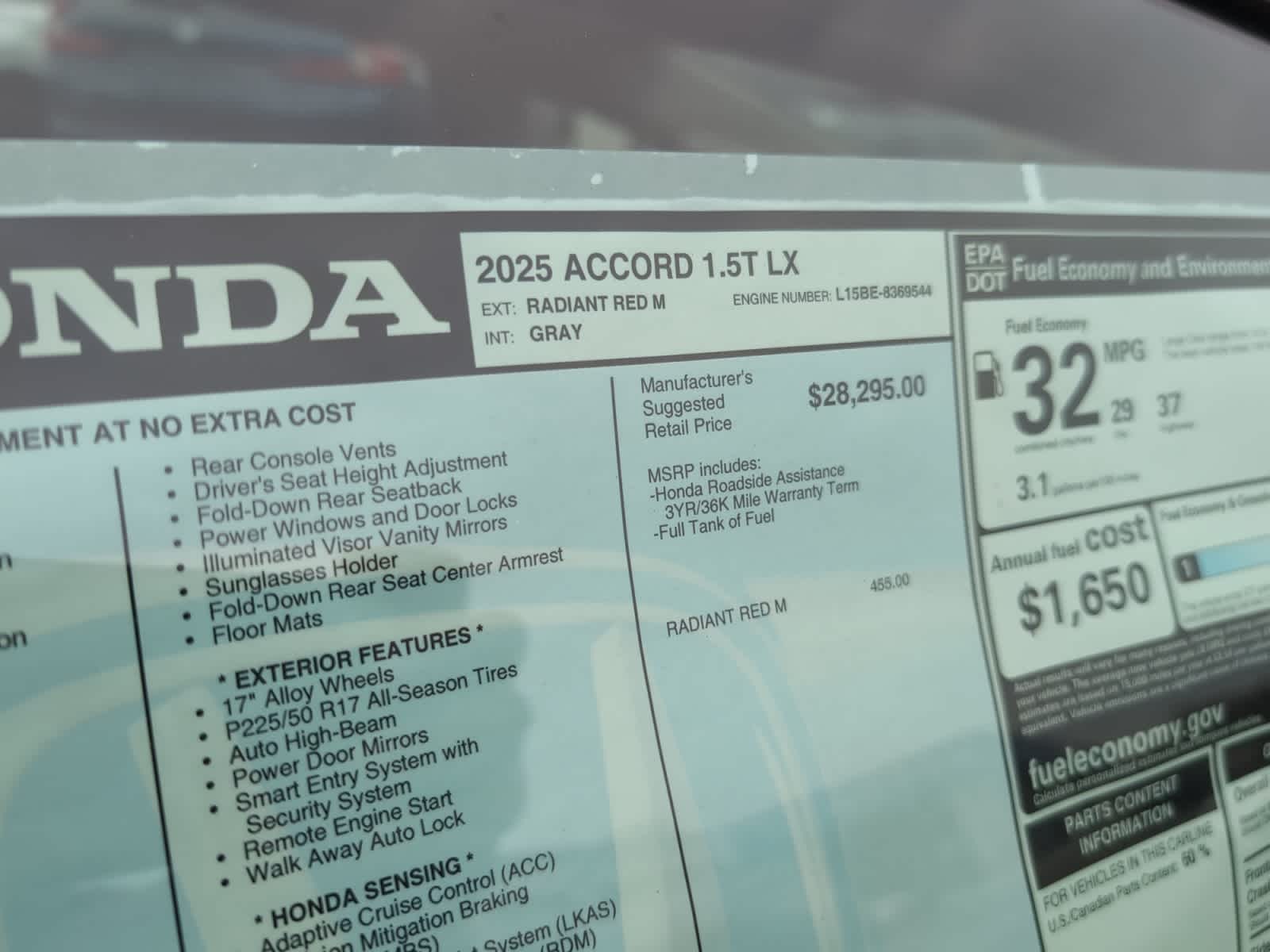 new 2025 Honda Accord car, priced at $29,945