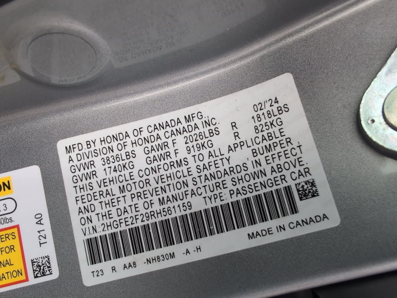 used 2024 Honda Civic car, priced at $23,816