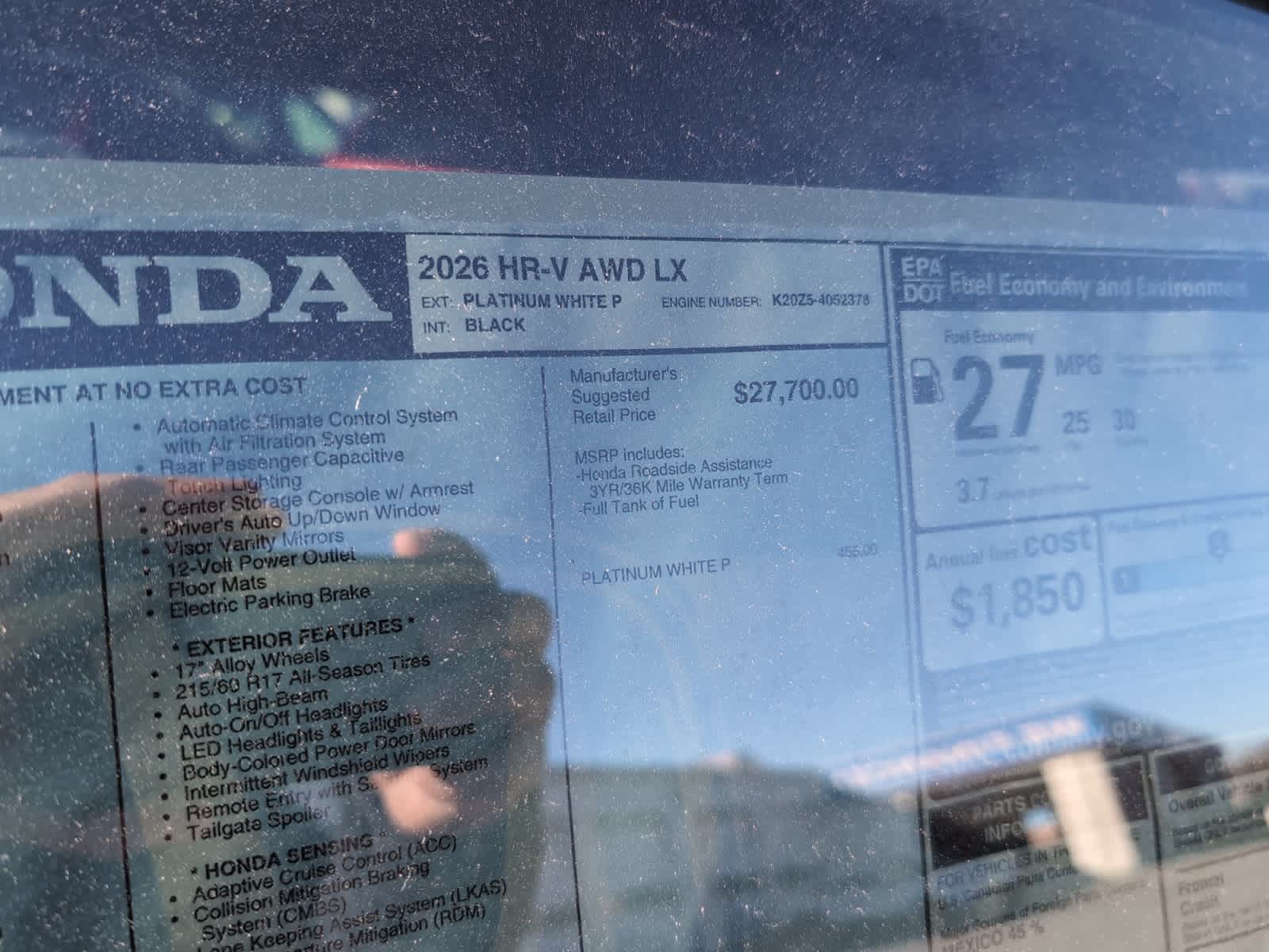 new 2026 Honda HR-V car, priced at $29,605