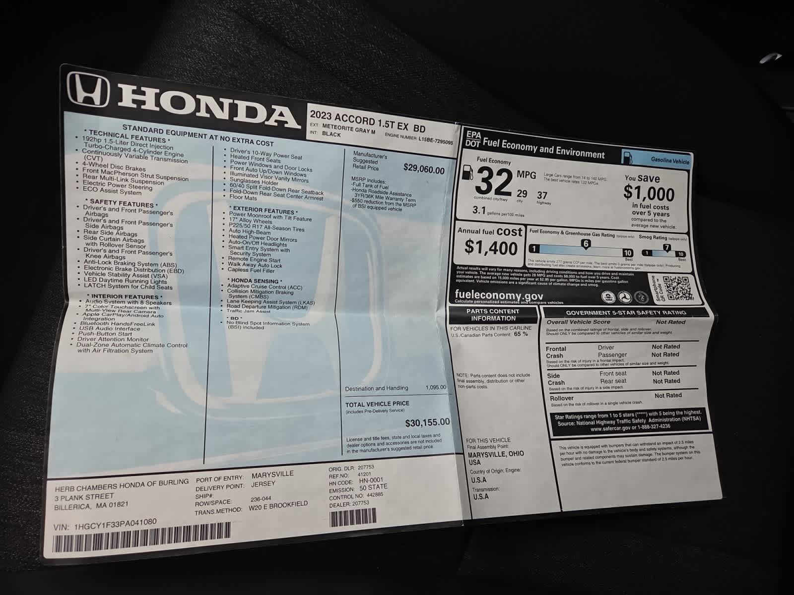 used 2023 Honda Accord car, priced at $24,998