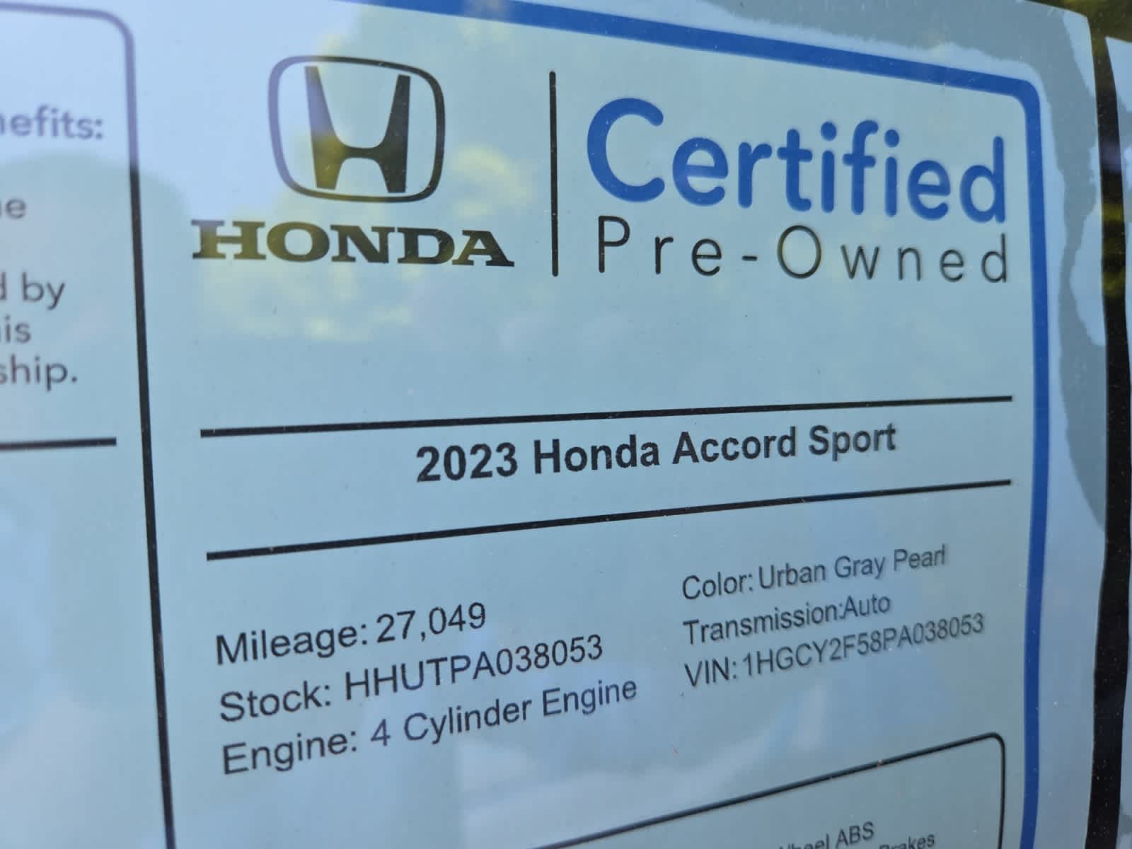 used 2023 Honda Accord Hybrid car, priced at $26,998